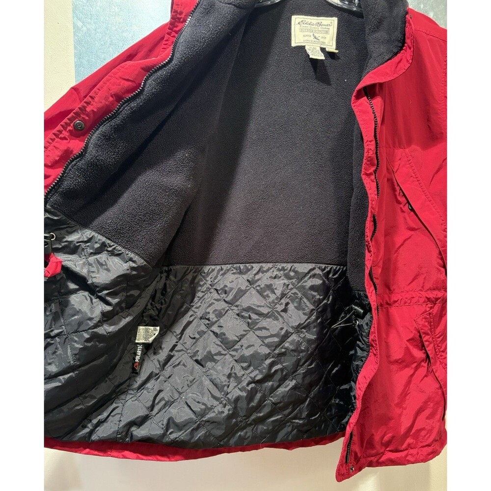 Jacket POLARTEC Barn Chore Fleece & Quilt Lined Parka Full ZIp Eddie Bauer Red S